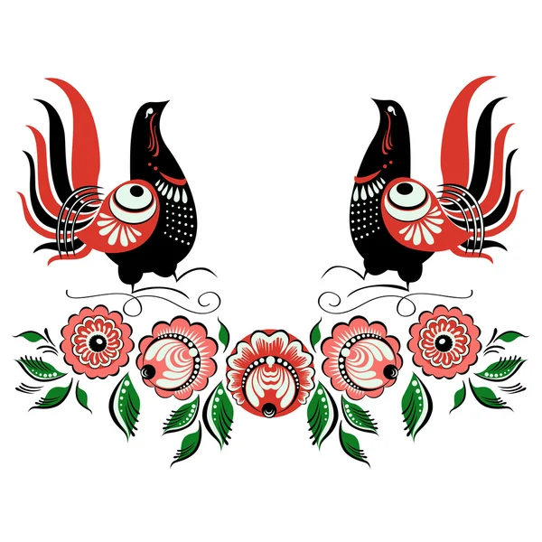 Vector vogel folklore Gorodets 2 — Stockvector