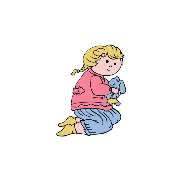 Vector little girl with a toy — Stockvector