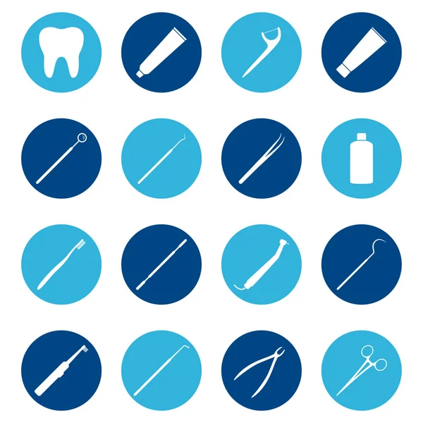 Conjunto de iconos dentales blancos sobre fondo de color, ilustraciones vectoriales — Archivo Imágenes Vectoriales