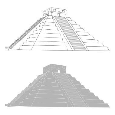 Chichen Itza, beyaz arka planda, Meksika Maya piramit vektör 