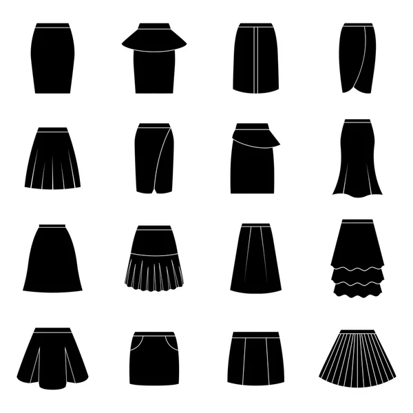 Conjunto de saias pretas, ilustração vetorial —  Vetores de Stock