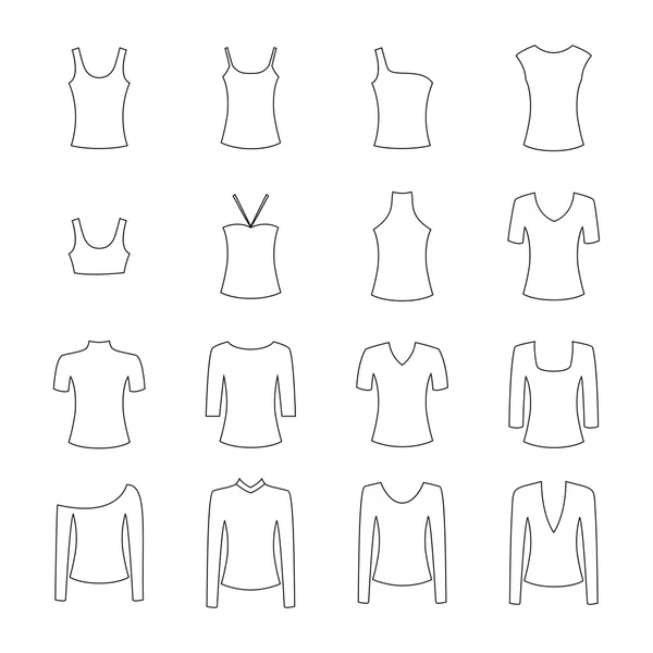 Conjunto de iconos de ropa, ilustración de vectores — Vector de stock