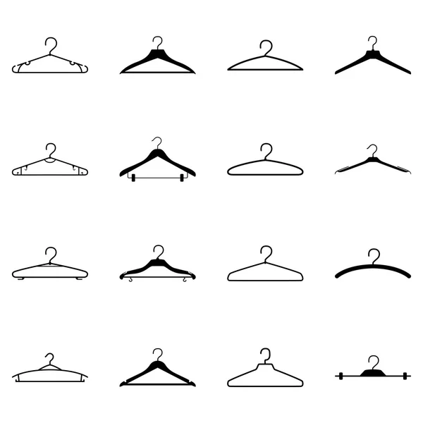 Set of black clothing hangers, vector illustration — Stock Vector