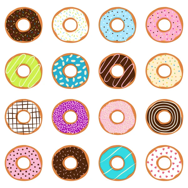 Jeu de donuts, illustration vectorielle — Image vectorielle