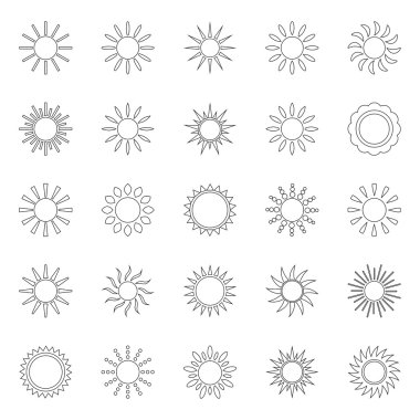 Güneş simgeler, vektör çizim set