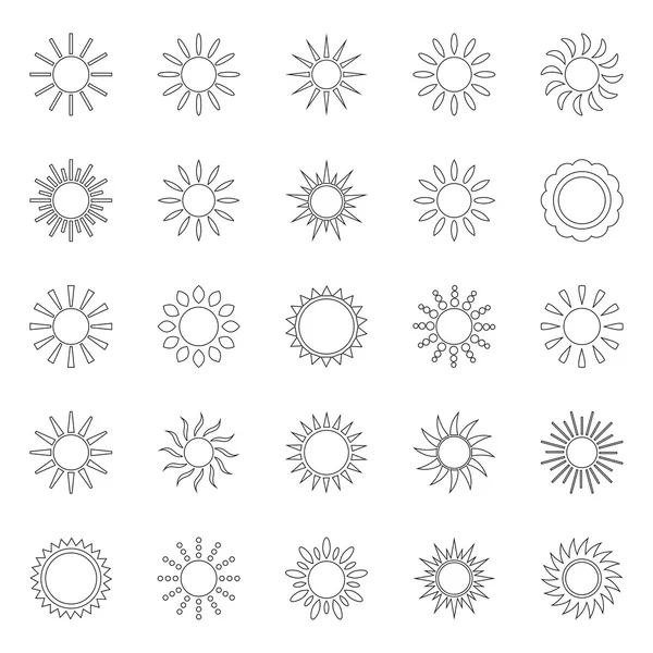 Set van zon pictogrammen, vectorillustratie — Stockvector