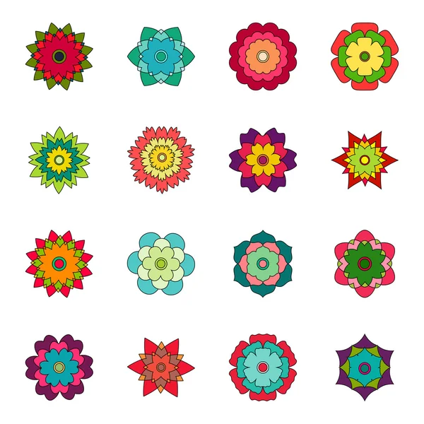 Ensemble de fleurs lumineuses, illustration vectorielle — Image vectorielle