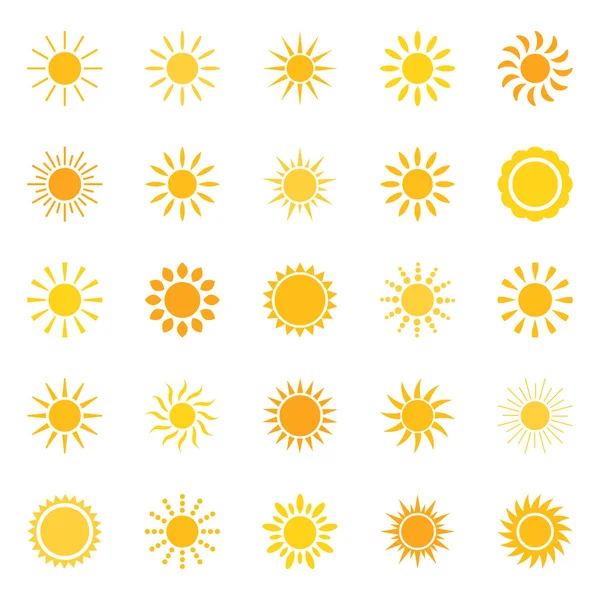 Ensemble d'icônes du soleil, illustration vectorielle — Image vectorielle