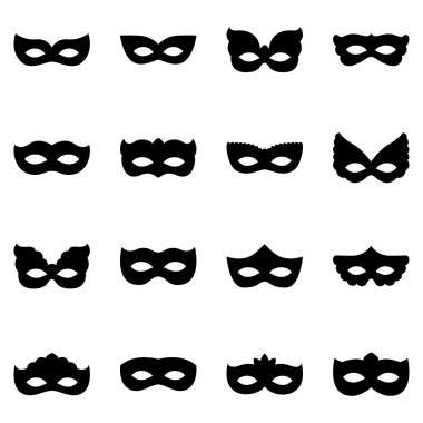 Set of carnival mask silhouettes, vector illustration clipart