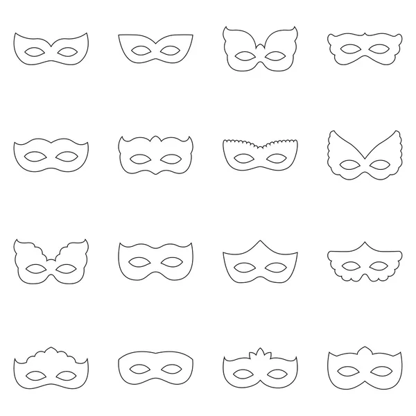 Set van carnaval maskers, vector illustratie — Stockvector