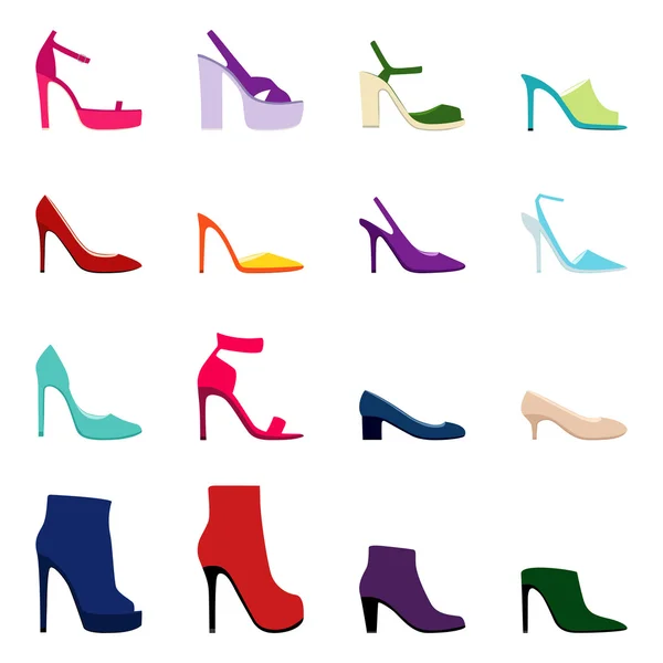 Набір жіночого взуття, Векторні ілюстрації — стоковий вектор
