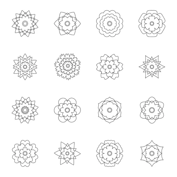 Çiçek seti, vektör illüstrasyonu — Stok Vektör