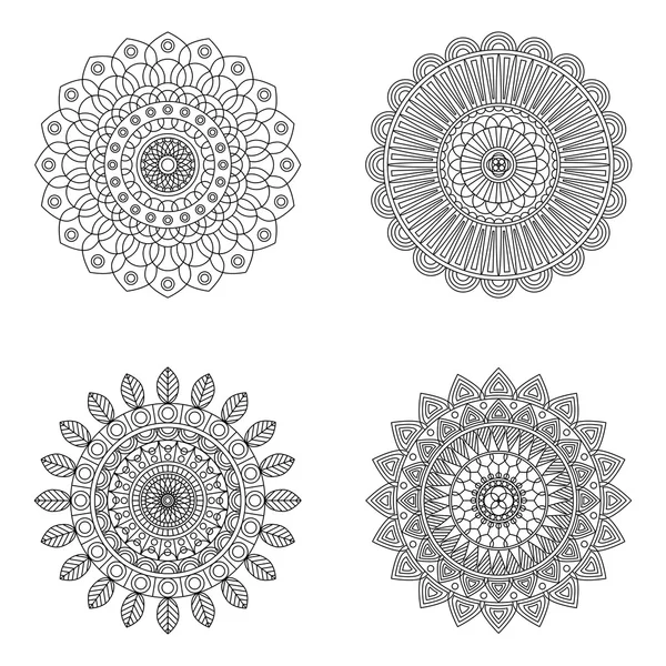 Ensemble de mandalas florales, illustration vectorielle — Image vectorielle