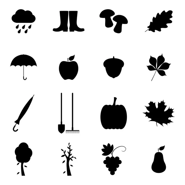 Set of autumn icons, vector illustration — Stock Vector