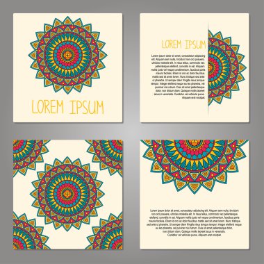 Dekoratif elemanları, vektör çizim ile kart dizisini