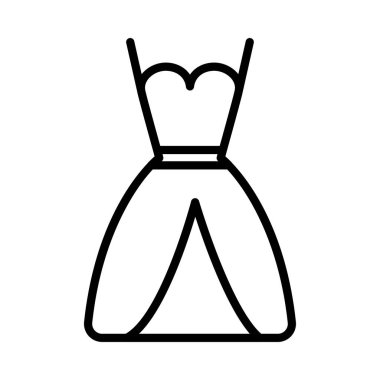 Beyaz arkaplanda gelinlik simgesi, vektör illüstrasyonu