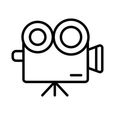 Beyaz arkaplanda video kamera simgesi, vektör illüstrasyonu