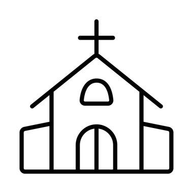 Beyaz arkaplanda kilise simgesi, vektör illüstrasyonu
