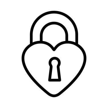 Beyaz arkaplanda kalp kilidi simgesi, vektör illüstrasyonu