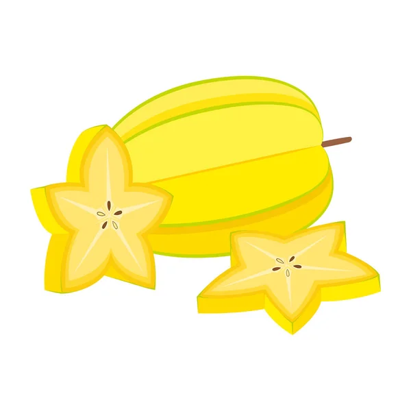 Carambola Whole Fruit Cut Vector Illustration — Stock Vector
