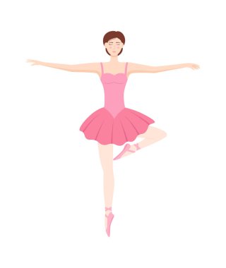 Dancing ballerina on white background, vector illustration