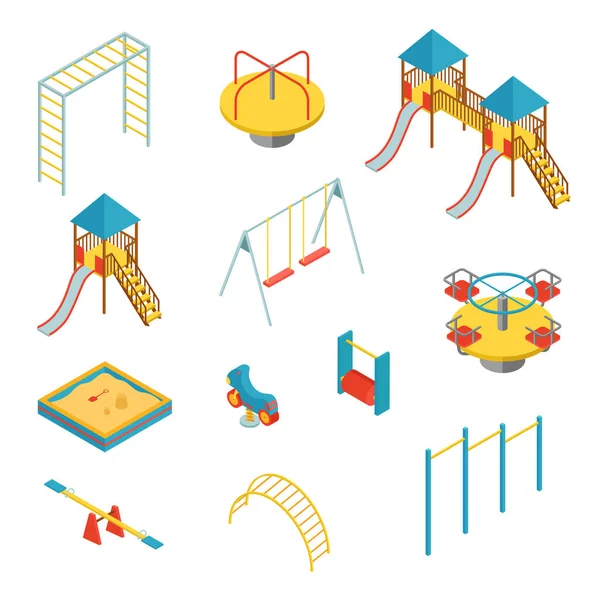 Ensemble Éléments Isométriques Pour Aire Jeux Pour Enfants Sur Fond — Image vectorielle