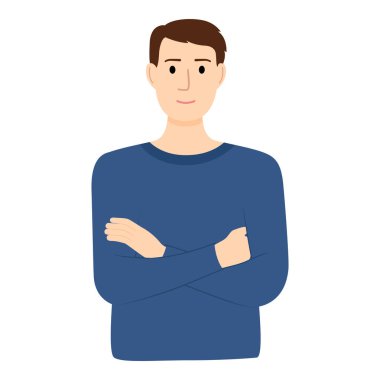 Man looking straight, portrait of handsome man on white background, vector illustration