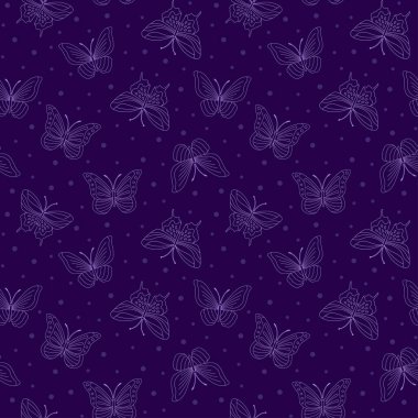 Seamless bright pattern with butterflies, vector illustration