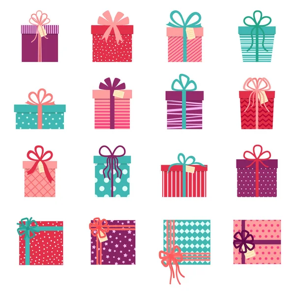 Colección Cajas Regalo Sobre Fondo Blanco Ilustración Vectorial — Vector de stock