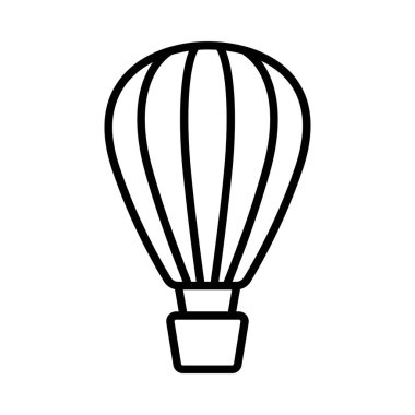 Beyaz arkaplanda sıcak hava balonu çizgisi simgesi, vektör illüstrasyonu