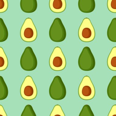 Avokado ile parlak, pürüzsüz desen, vektör çizimi