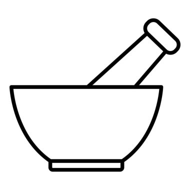 Havan ve tokmak çizgisi simgesi, vektör illüstrasyonu