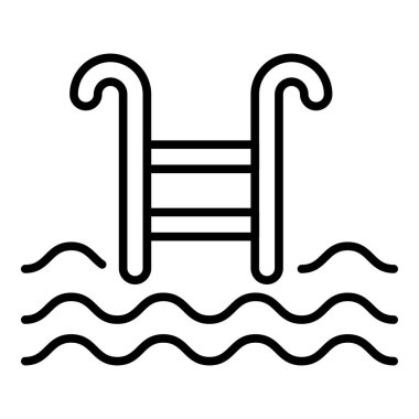 Yüzme havuzu çizgisi simgesi, vektör illüstrasyonu