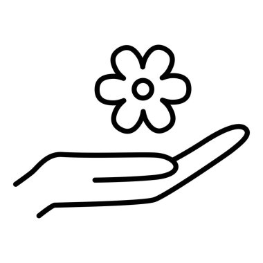 El ve çiçek çizgisi simgesi, vektör illüstrasyonu