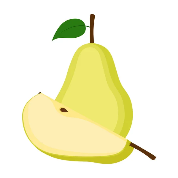 Pear Whole Fruit Slice Vector Illustration — Stock Vector