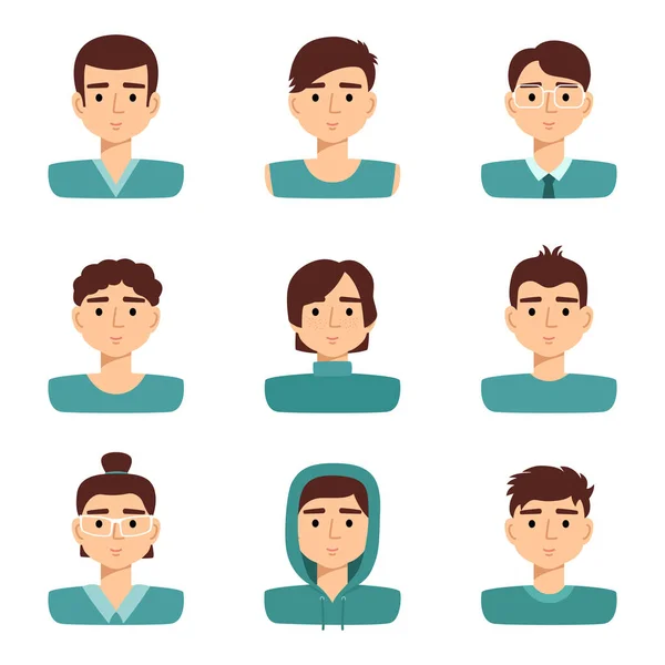 Set Male Portraits Collection Man Avatars Vector Illustration — Stock Vector