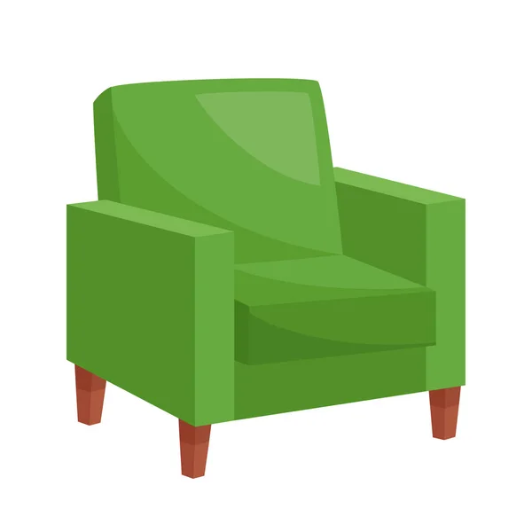 Cozy Green Armchair White Background Vector Illustration — Stock Vector