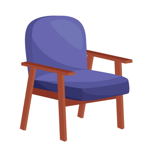 Gemütlicher Blauer Sessel Auf Weißem Hintergrund Vektorillustration — Stockvektor