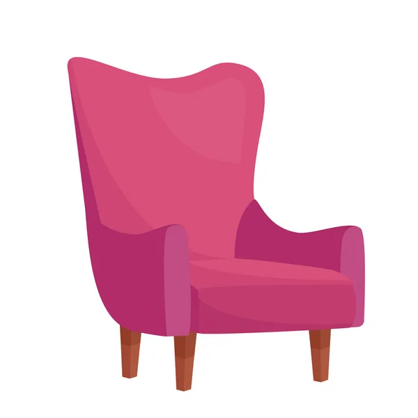 Elegante Sillón Rosa Sobre Fondo Blanco Ilustración Vectorial — Vector de stock