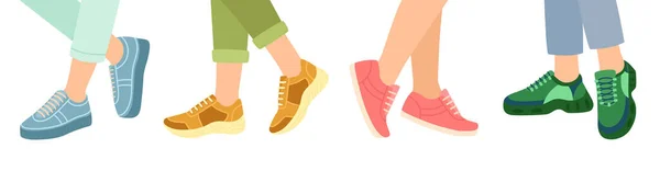 Pieds Dans Des Baskets Élégantes Illustration Vectorielle — Image vectorielle