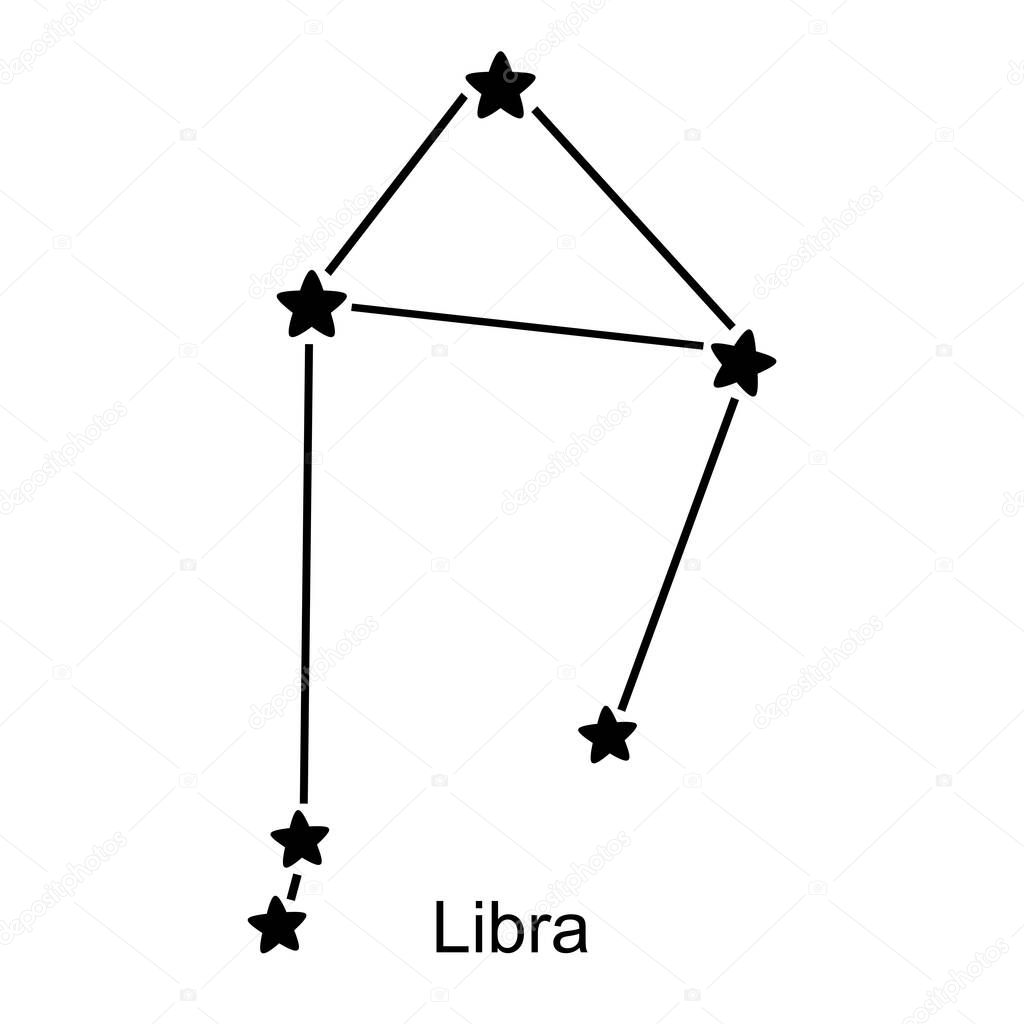 Constellation of zodiac sign Libra on white background, vector illustration