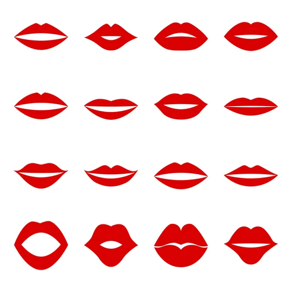 Conjunto de labios rojos, ilustración vectorial — Vector de stock