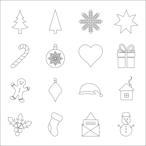 Iconos de Navidad, ilustración vectorial — Vector de stock