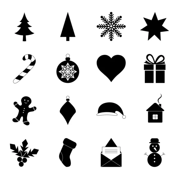 Iconos de Navidad, ilustración vectorial — Vector de stock