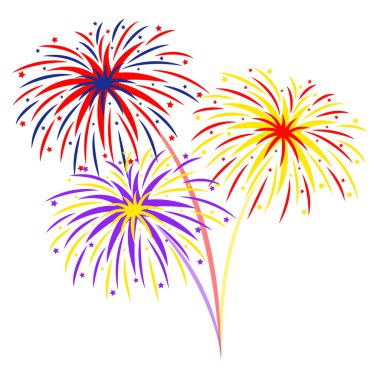 Beyaz arka plan, vektör çizim üzerinde havai fişek