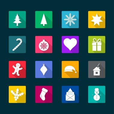 Noel düz simgeler, vektör çizim set