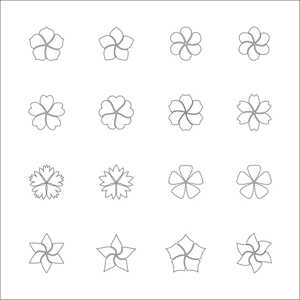 Ensemble d'icône de fleur, illustration vectorielle — Image vectorielle