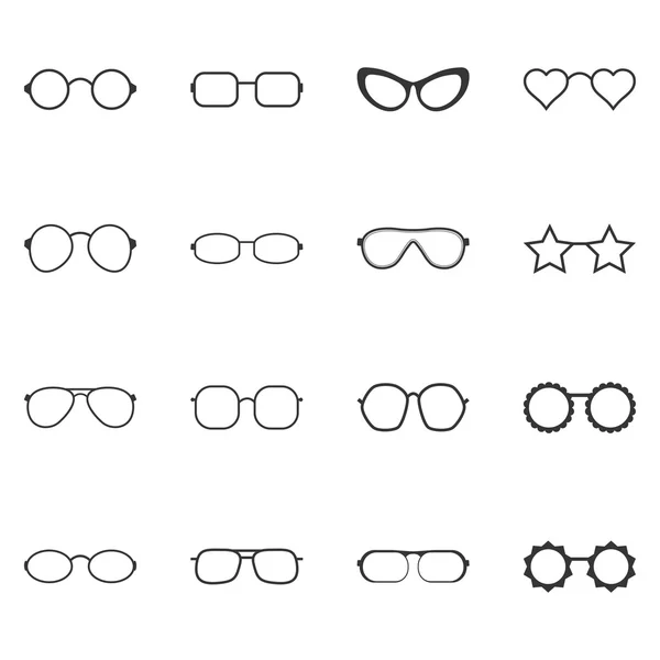 Sada brýle a sluneční brýle ikony, vektorové ilustrace — Stockový vektor
