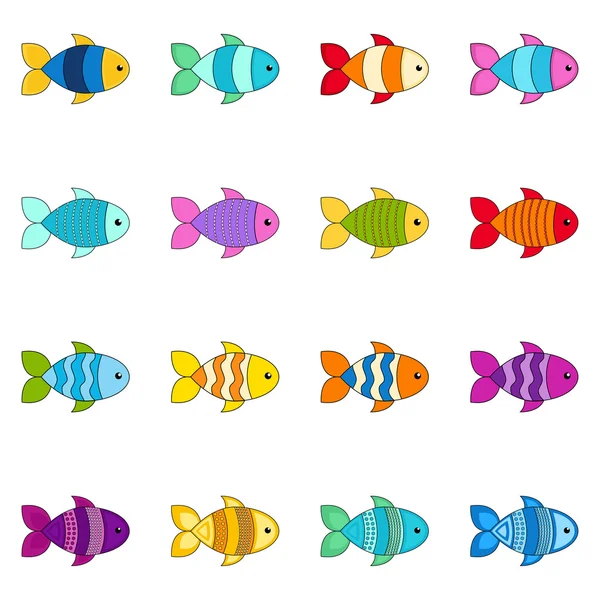 Σύνολο χαριτωμένα ψάρια, εικονογράφηση φορέας — Διανυσματικό Αρχείο