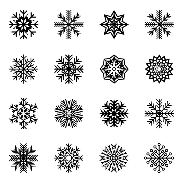 Комплект снежинок, векторная иллюстрация — стоковый вектор